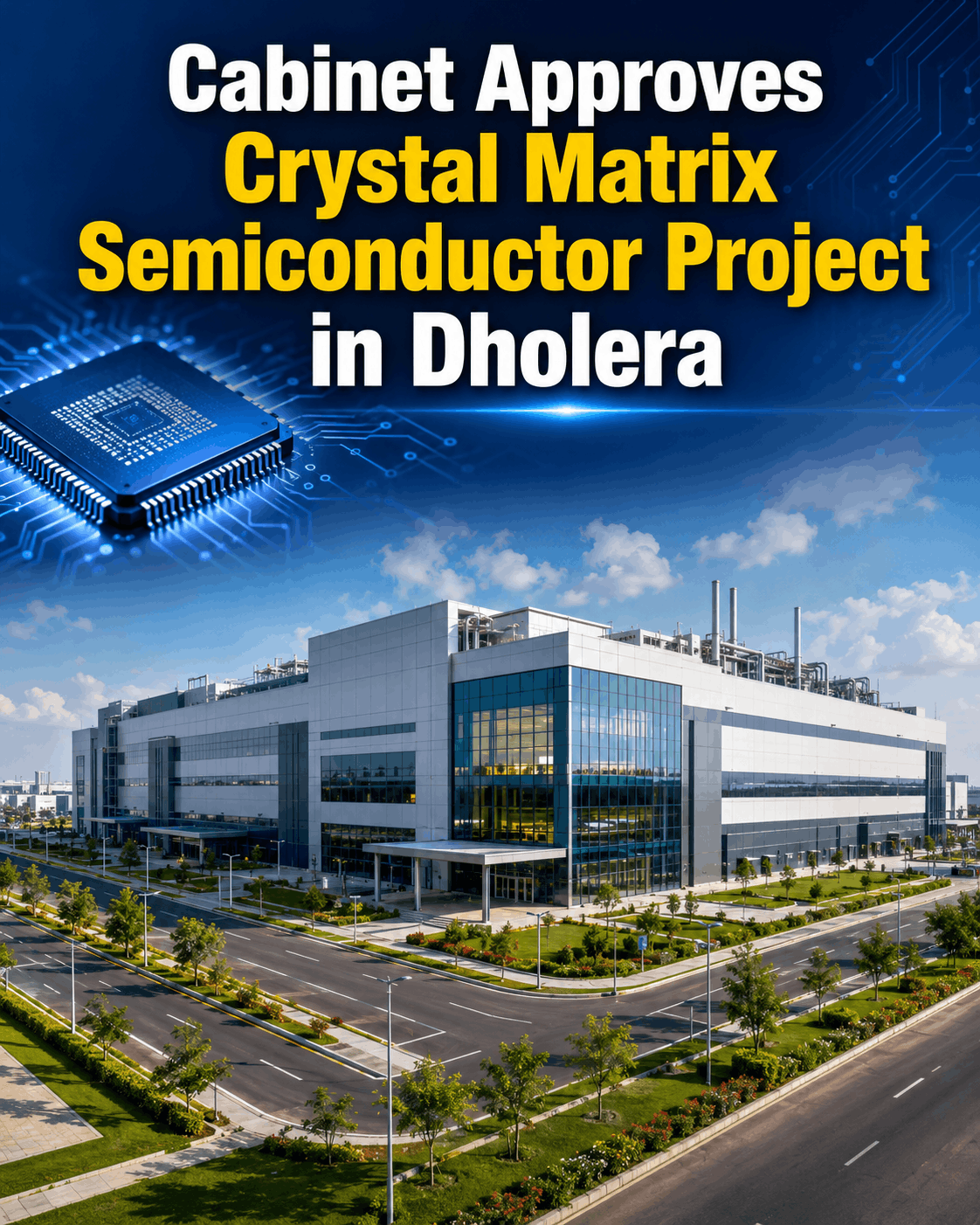 crystal matrix dholera, dholera semiconductor project, semiconductor manufacturing gujarat, dholera latest news, crystal matrix limited, semiconductor news india