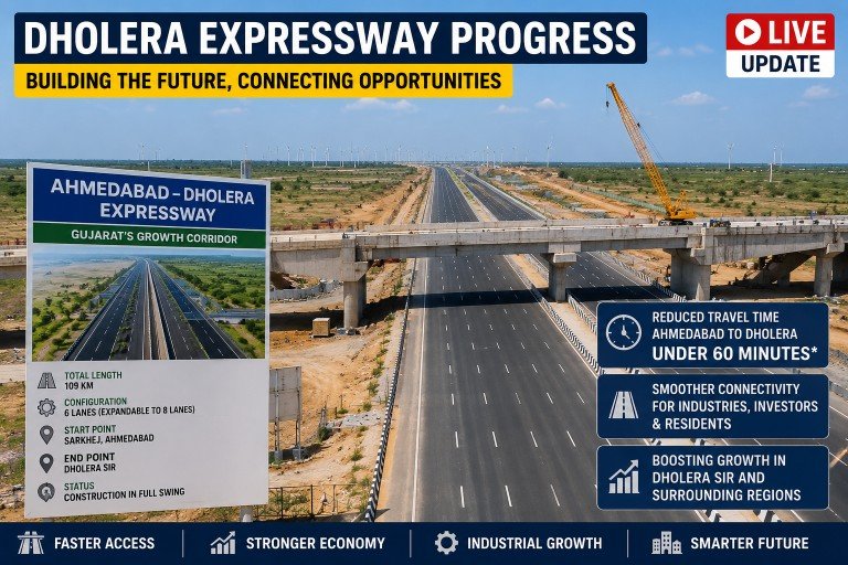 dholera expressway, ahmedabad dholera expressway, dholera sir news, dholera infrastructure update