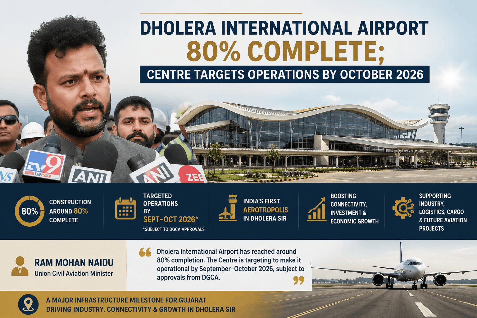 Dholera International Airport 80% Complete; Centre Targets Operations by October 2026