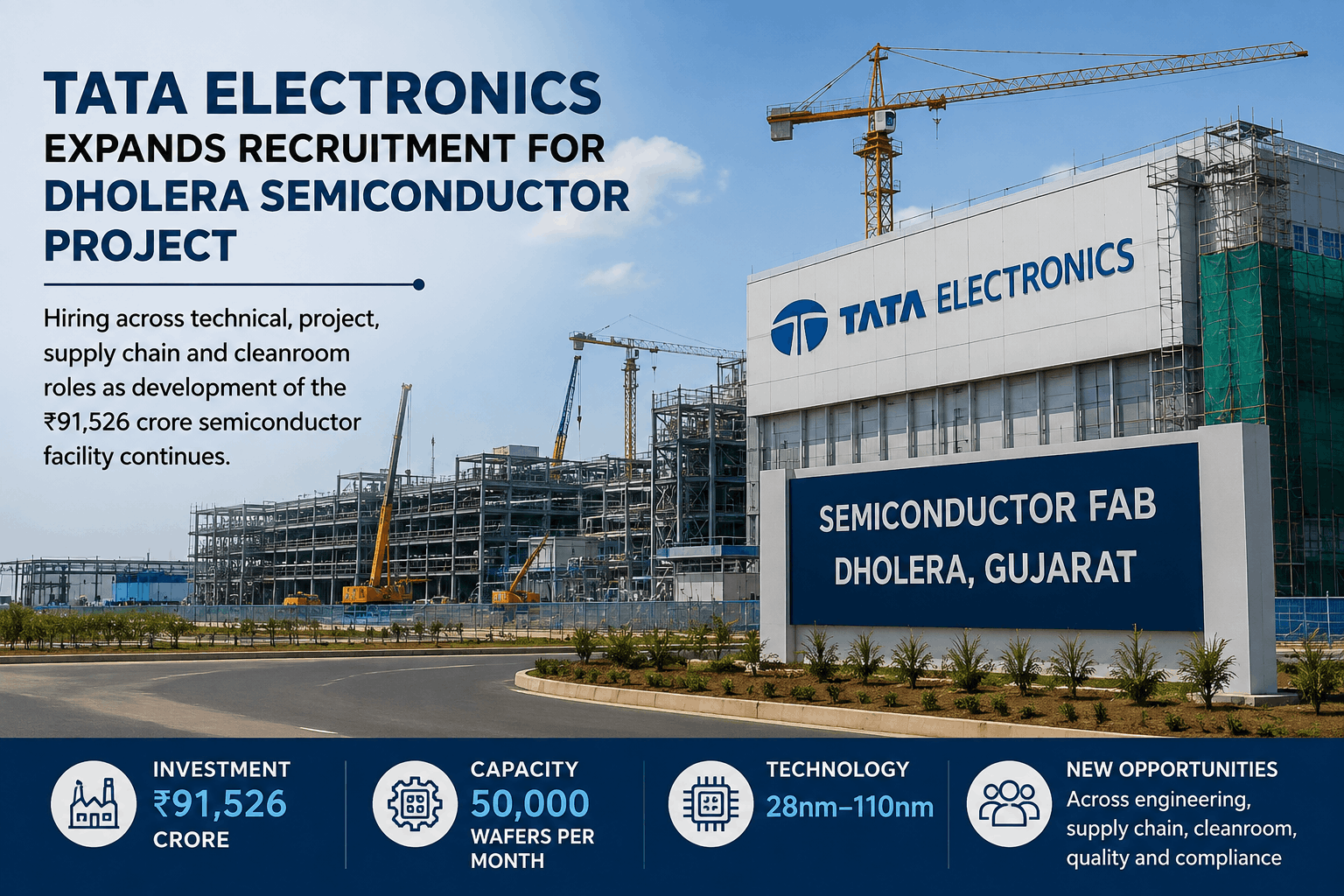Tata Electronics Expands Recruitment for Dholera Semiconductor Project