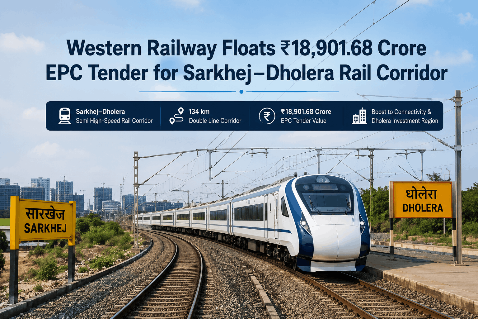 Western Railway Floats ₹18,901.68 Crore EPC Tender for Sarkhej–Dholera Rail Corridor